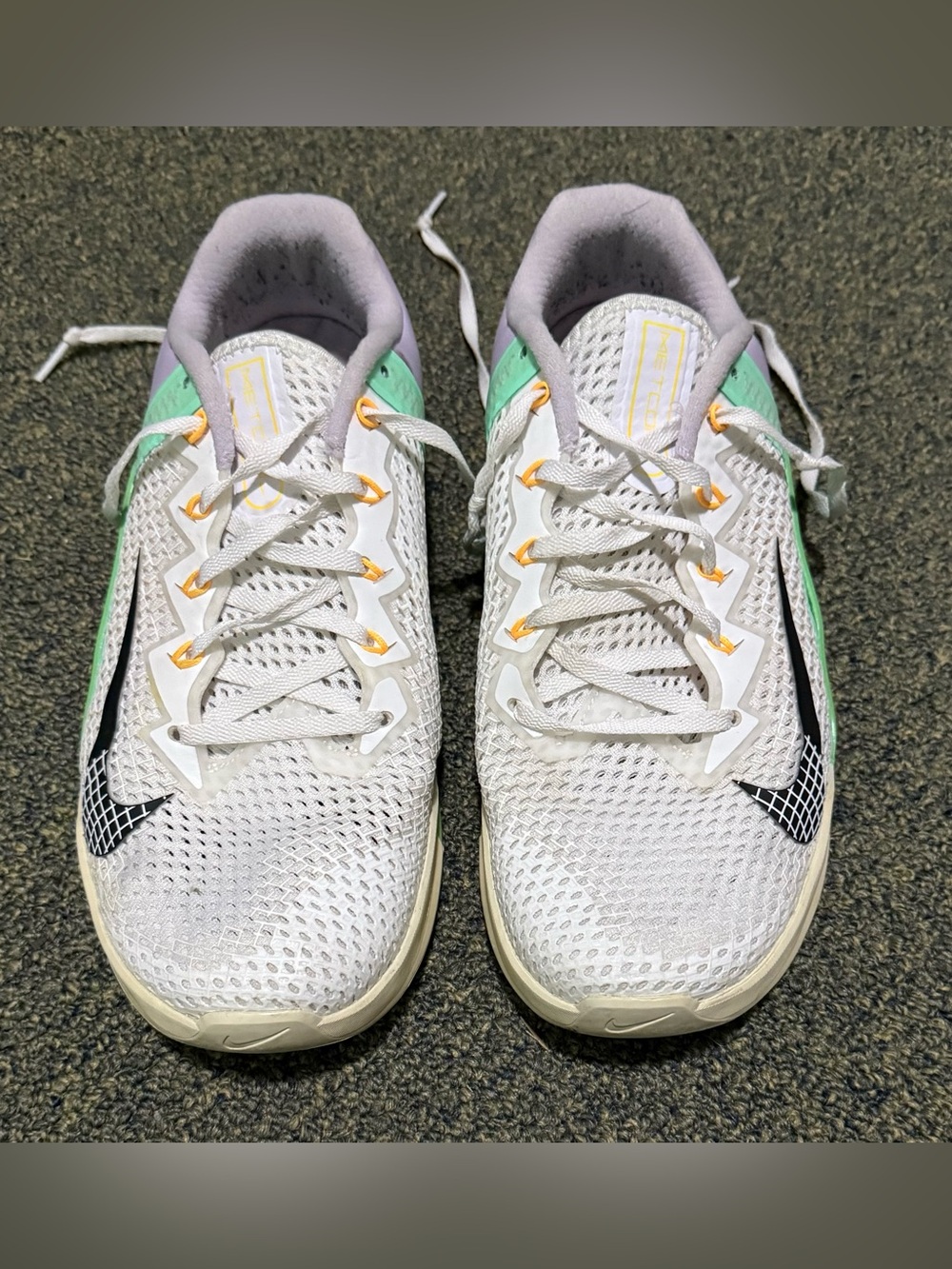 Nike Metcon 6 White Infinite Lilac Green Lace Up Low Top Mesh Mens 11 AT3160-135
